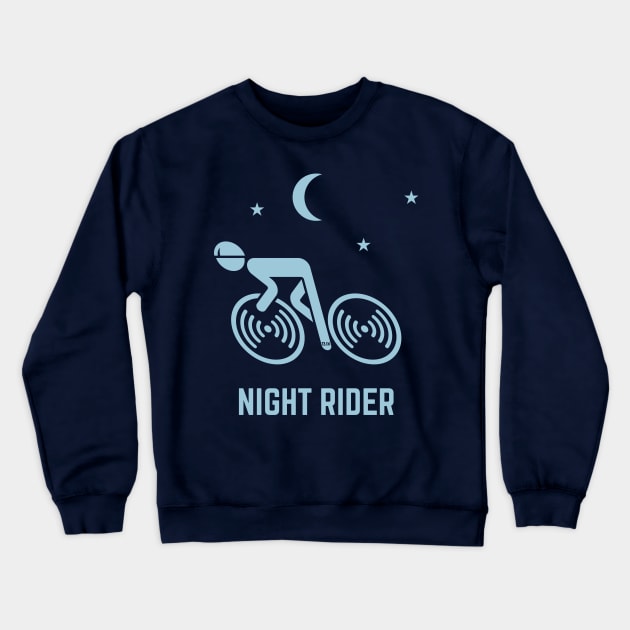 Night Rider (Racing Cyclist / Road Bike / Bicycle / Skyblue) Crewneck Sweatshirt by MrFaulbaum